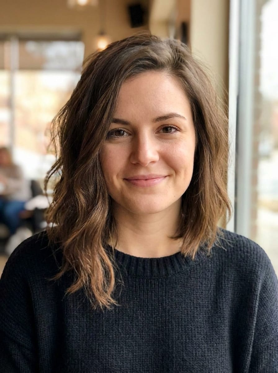 Asymmetrischer Long Bob - Frisur für ein eckiges Gesicht
